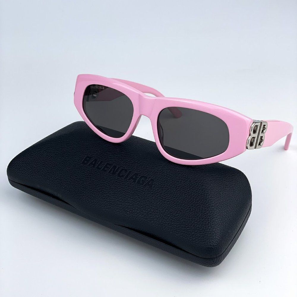 SALE! NEW Balenciaga BB0095S 013 Pink Silver Grey Cat Eye Unisex Sunglasses - Picture 3 of 13